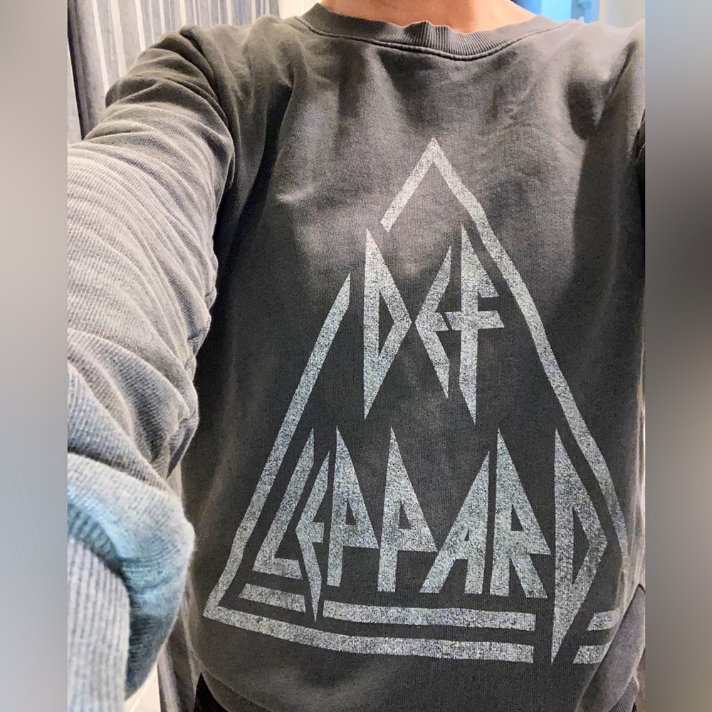 Daydreamer “Def Leppard” crew neck sweatshirt, dark charcoal gray.